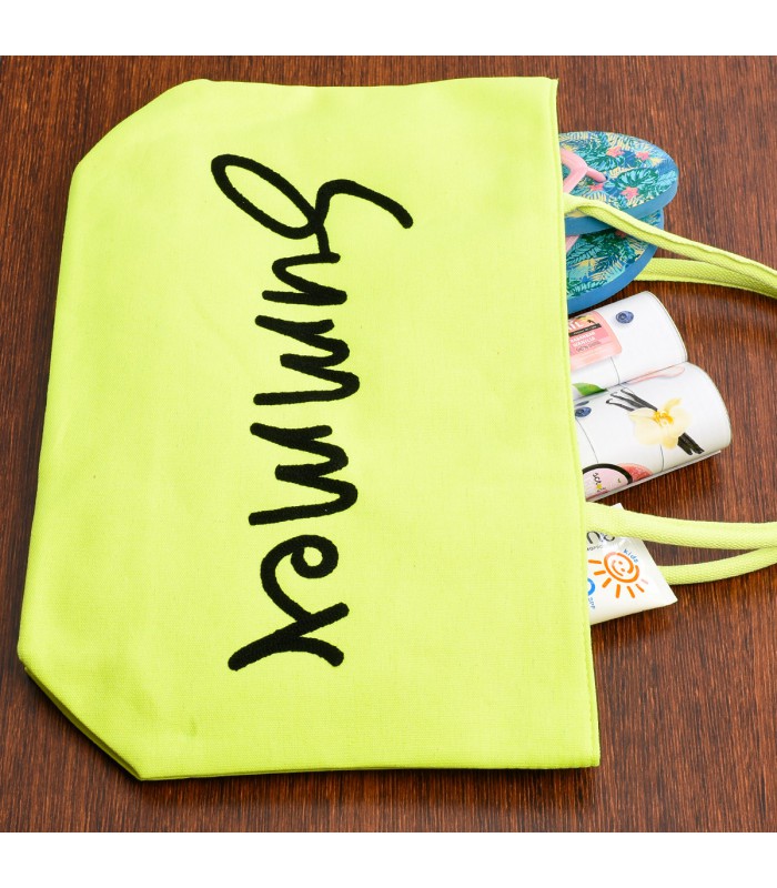 Żółta neon Duża torba plażowa gładka torebka summer lekka Tor751