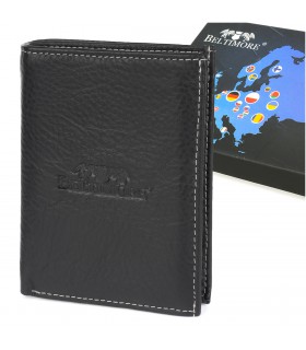 Portfel skórzany czarny vintage pionowy duży RFiD Beltimore  G76