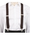 Szelki do spodni męskie eleganckie mocne V brązowe SZ2