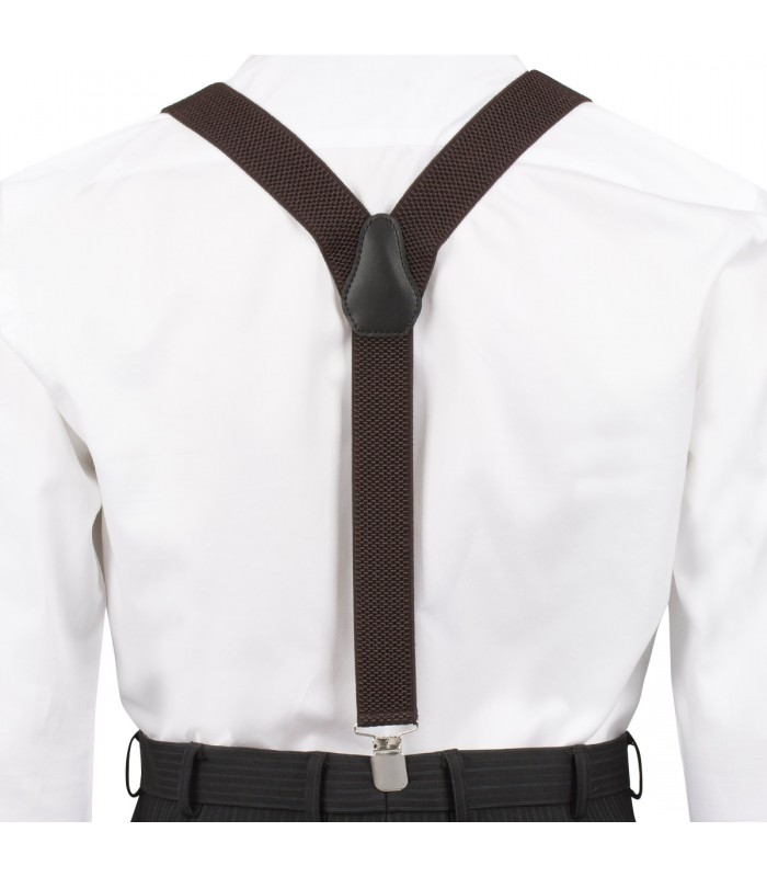 Szelki do spodni męskie eleganckie mocne V brązowe SZ2
