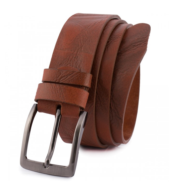 Pasek męski skórzany premium szeroki 4 cm klasyczny skóra licowa Beltimore brązowy E35
