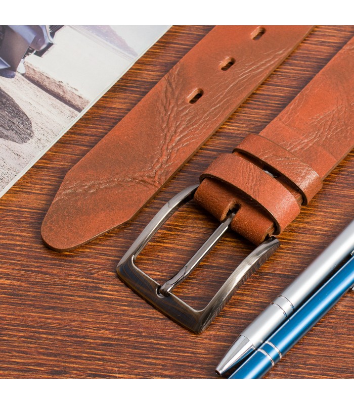 Pasek męski skórzany premium szeroki 4 cm klasyczny skóra licowa Beltimore brązowy E35