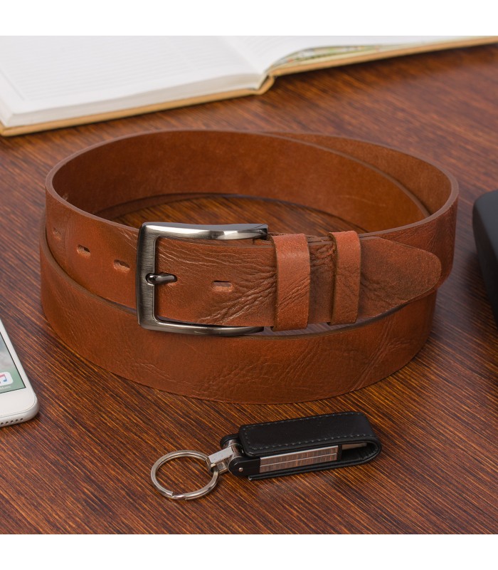 Pasek męski skórzany premium szeroki 4 cm klasyczny skóra licowa Beltimore brązowy E35