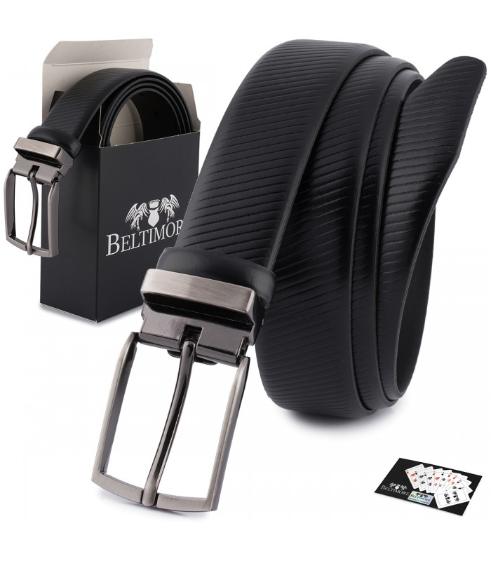 Pasek męski skórzany premium 3,5 cm skóra licowa Beltimore czarny E42