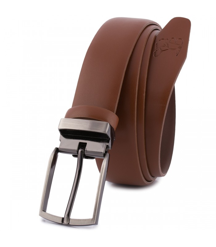 Pasek męski skórzany premium 3,5 cm casualowy brązowy skóra lico Beltimore brązowy E38
