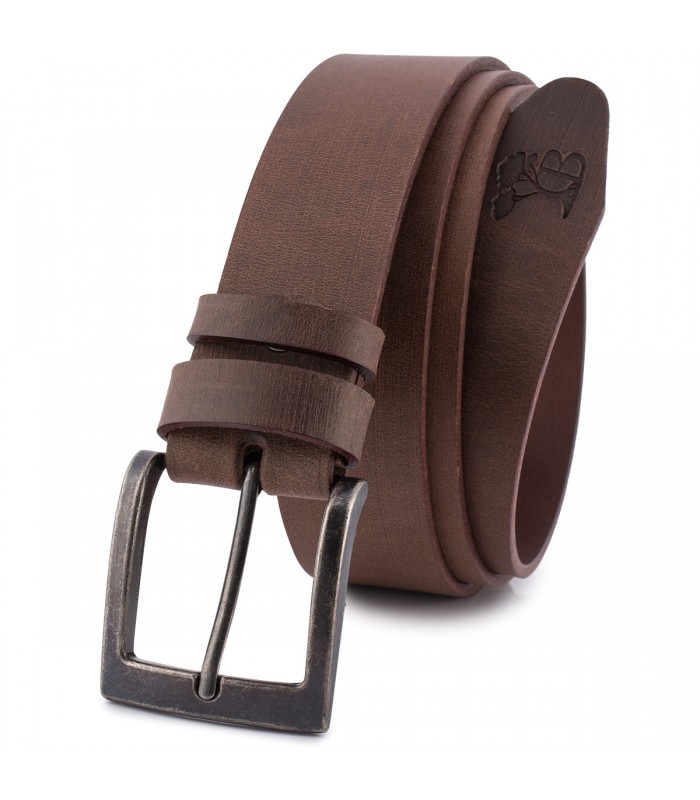 Pasek męski skórzany premium szeroki 4 cm klasyczny brąz licowy Beltimore E43