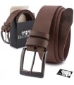 Pasek męski skórzany premium szeroki 4 cm klasyczny brąz licowy Beltimore E43