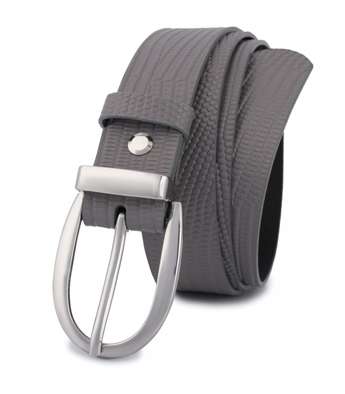 Skórzany pasek damski do spodni sukienki szary skóra nat 3 cm Beltimore D91