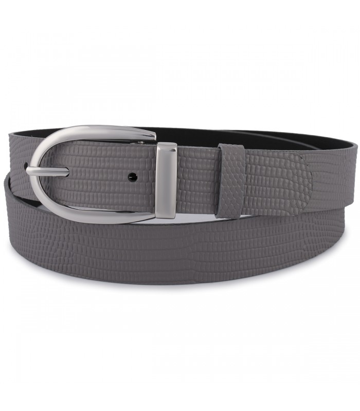 Skórzany pasek damski do spodni sukienki szary skóra nat 3 cm Beltimore D91