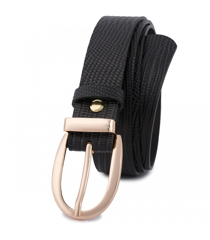 Skórzany pasek damski do spodni sukienki czarny skóra nat 3 cm Beltimore D92