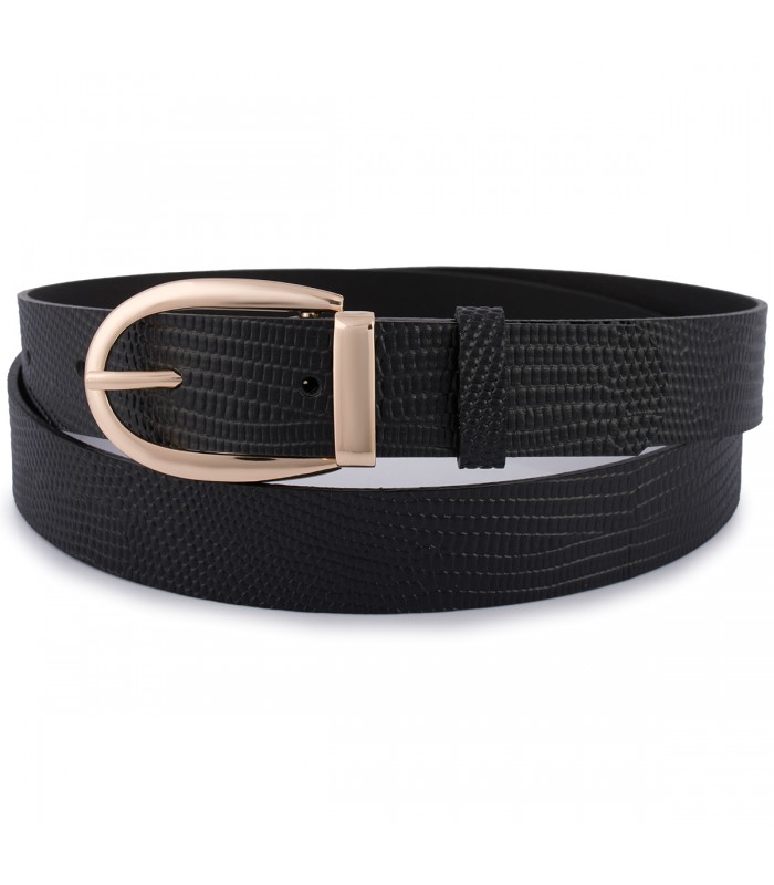 Skórzany pasek damski do spodni sukienki czarny skóra nat 3 cm Beltimore D92