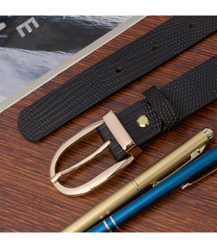 Skórzany pasek damski do spodni sukienki czarny skóra nat 3 cm Beltimore D92