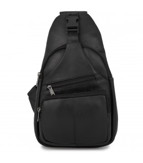 Saszetka nerka przez ramię crossbody męska modna torba dwukomorowa skóra naturalna F03