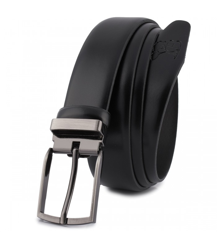 Pasek męski skórzany premium 3,5 cm casualowy czarny skóra lico Beltimore E39