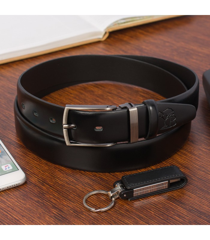 Pasek męski skórzany premium 3,5 cm casualowy czarny skóra lico Beltimore E39