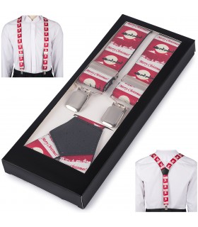 Szelki do spodni męskie eleganckie mocne V w renifery z pudełkiem SZ6