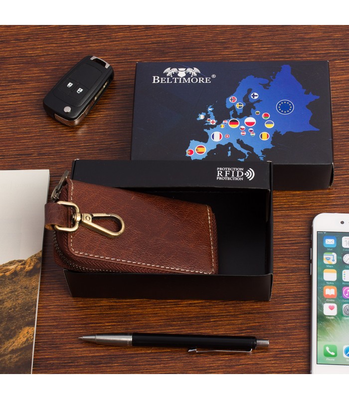 Etui na klucze premium skórzane kluczówka Beltimore tan P87
