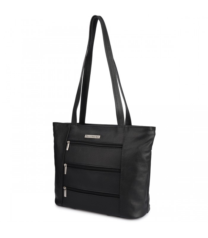 Skórzana damska torba na ramię elegancka czarna klasyczna Beltimore L44