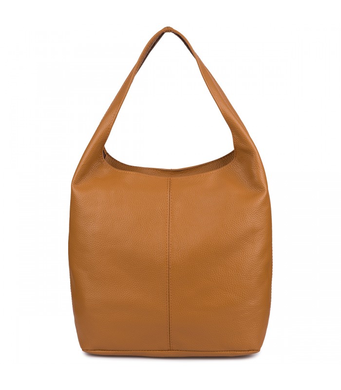 Torebka skórzana damska shopper pojemna A4 skóra naturalna włoska Beltimore camel U36