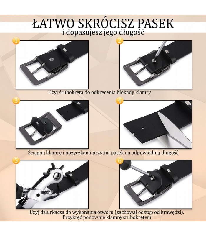 Zestaw prezentowy męski skórzany pasek portfel czarny pudełko Beltimore T79