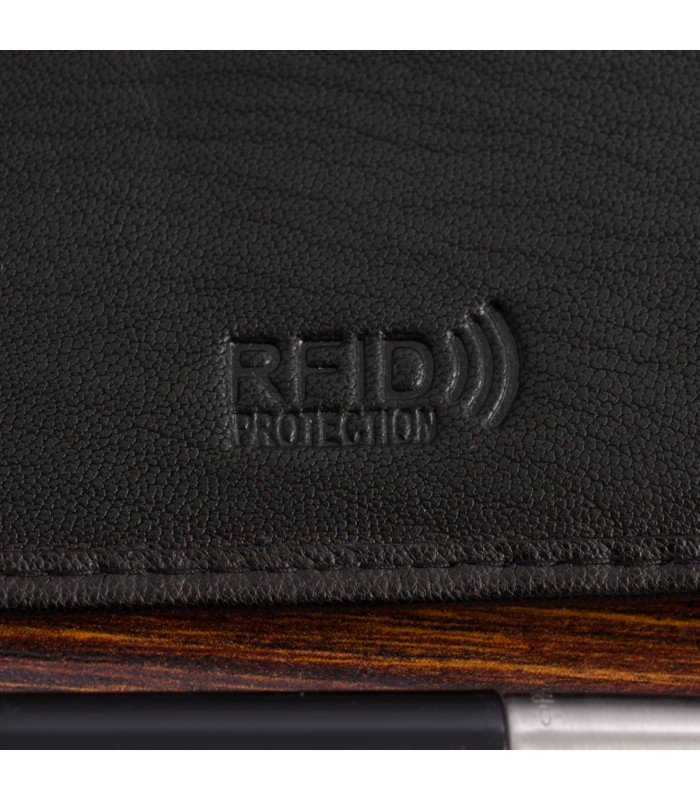 Portfel skórzany męski mały poziomy z flagą czarny RFiD Beltimore D54