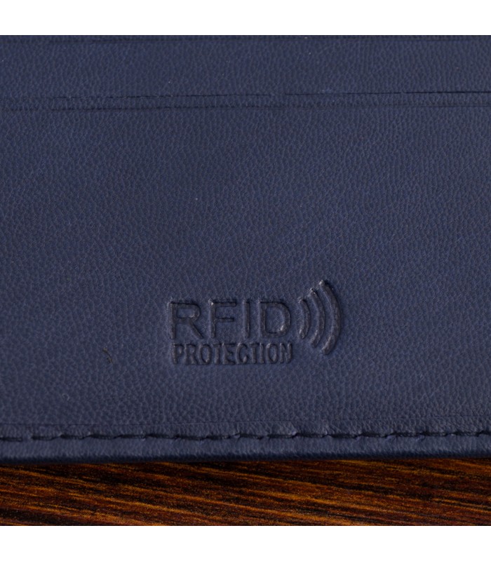 Portfel skórzany męski mały poziomy z flagą granatowy RFiD Beltimore D54