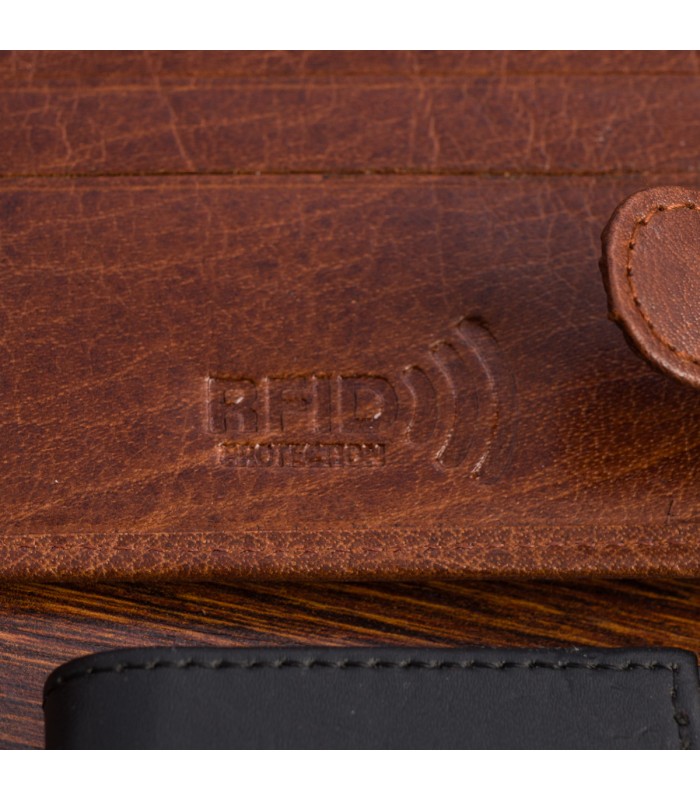 Portfel skórzany męski poziomy klasyczny brązowy RFiD Beltimore D40