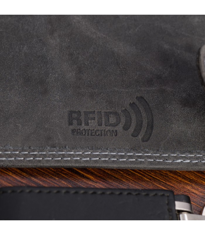 Portfel skórzany męski vintage poziomy klasyczny czarny RFiD Beltimore S51
