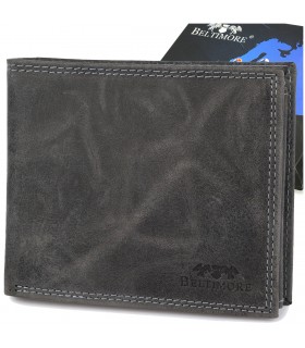 Portfel skórzany męski vintage poziomy klasyczny czarny RFiD Beltimore S51