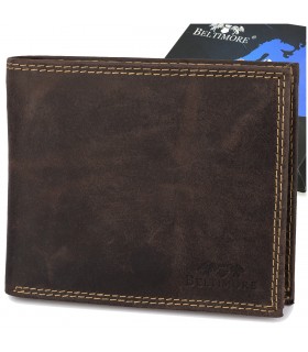 Portfel skórzany męski vintage poziomy klasyczny brązowy RFiD Beltimore S51