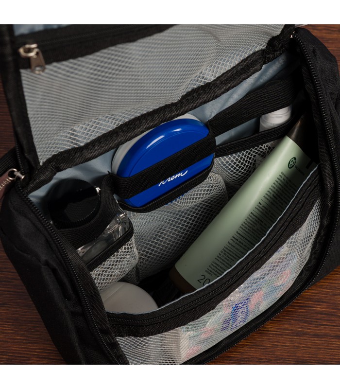 Kosmetyczka podróżna czarna unisex organizer lusterko Beltimore R26