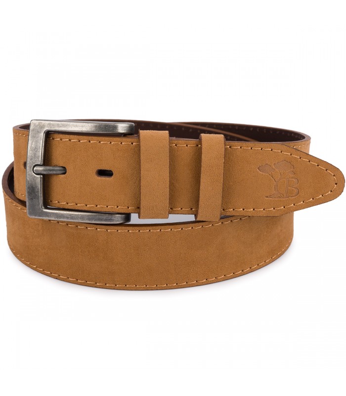 Pasek męski skórzany zamszowy skóra naturalna camel Beltimore W47