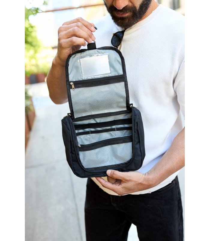 Kosmetyczka podróżna czarna unisex organizer lusterko Beltimore R26