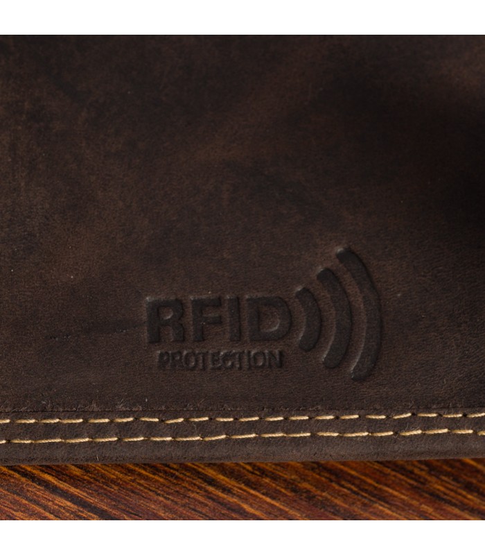 Portfel męski skórzany mały pionowy klasyczny brązowy RFiD Beltimore S48