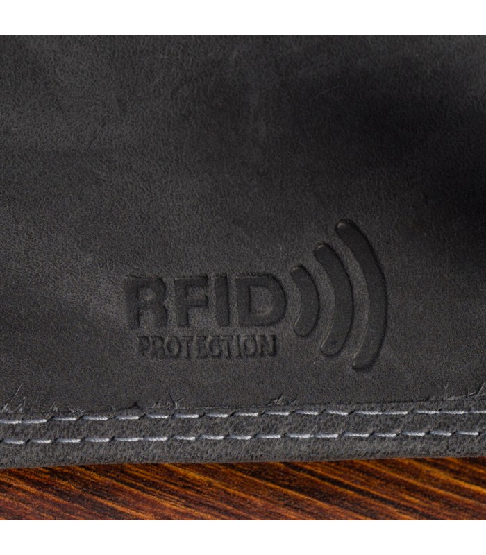 Portfel męski skórzany mały pionowy klasyczny czarny RFiD Beltimore S48