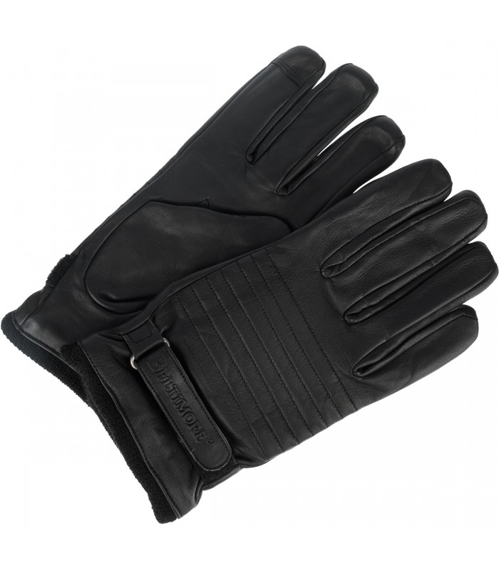 Rękawiczki skórzane męskie czarne polar ciepłe touch finger BELTIMORE K34