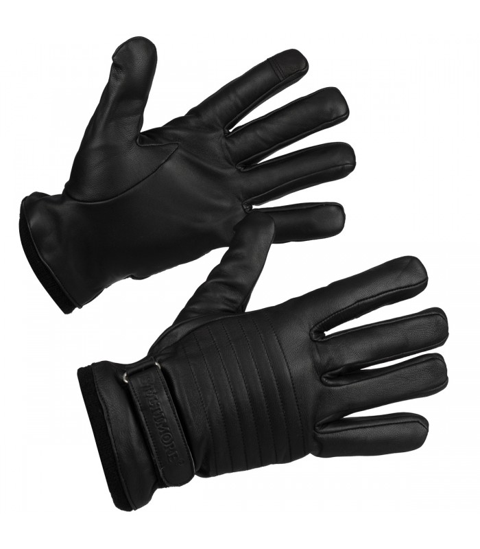Rękawiczki skórzane męskie czarne polar ciepłe touch finger BELTIMORE K34