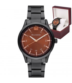 Zegarek męski bransoleta duży solidny czarny klasyczny premium Beltimore BT02