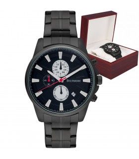 Zegarek męski bransoleta duży solidny z datownikiem czarny premium Beltimore BT04