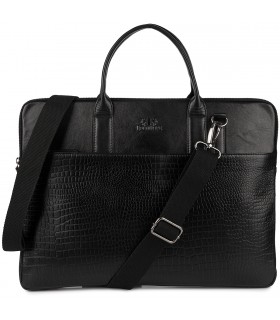 Torba skórzana aktówka teczka croco na laptopa 15"6 czarna A4 Beltimore S18