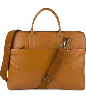 Torba skórzana aktówka teczka croco na laptopa 15"6 brązowa A4 Beltimore S18
