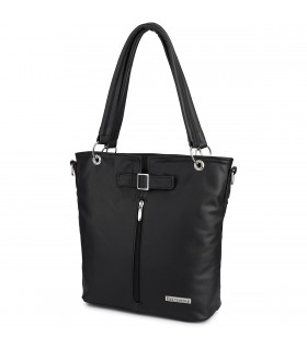 Torebka Damska Shopper Skóra Naturalna Miękka Beltimore Czarna 935