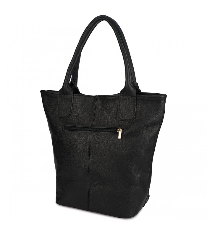 Torebka Damska Shopper Skóra Naturalna Miękka Beltimore Czarna 937