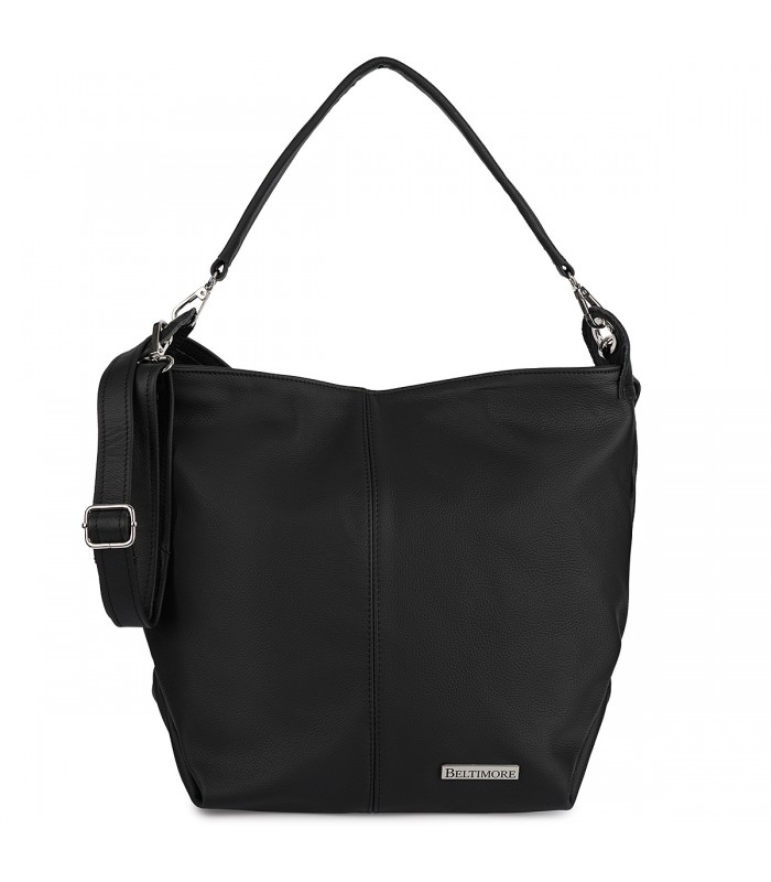 Torebka Damska Shopper Skóra Naturalna Miękka Beltimore Czarna 936