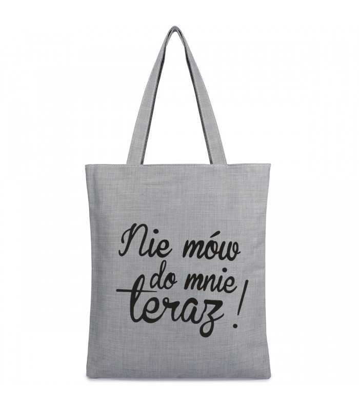 Szara Torba damska na zakupy wielorazowa duża torba shopper z nadrukiem TA-84grey