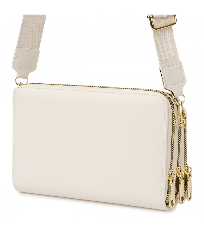 Ecru Torebka crossbody damska mini na telefon i dokumenty POR-T-51