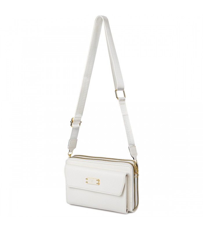 Biała Torebka Mini damska crossbody na telefon i karty POR-T-54