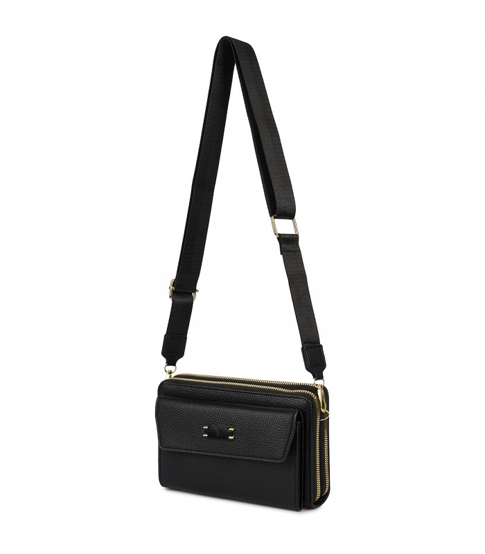 Czarna Torebka Mini damska crossbody na telefon i karty POR-T-54