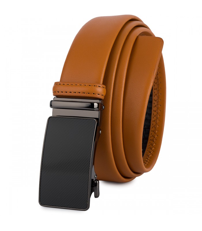 Pasek męski skórzany 3,5 cm klamra automatyczna Beltimore camel 02-543