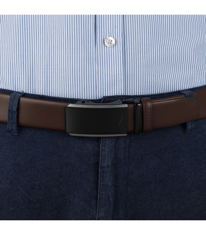 Pasek męski skórzany 3,5 cm klamra automatyczna Beltimore camel 02-552